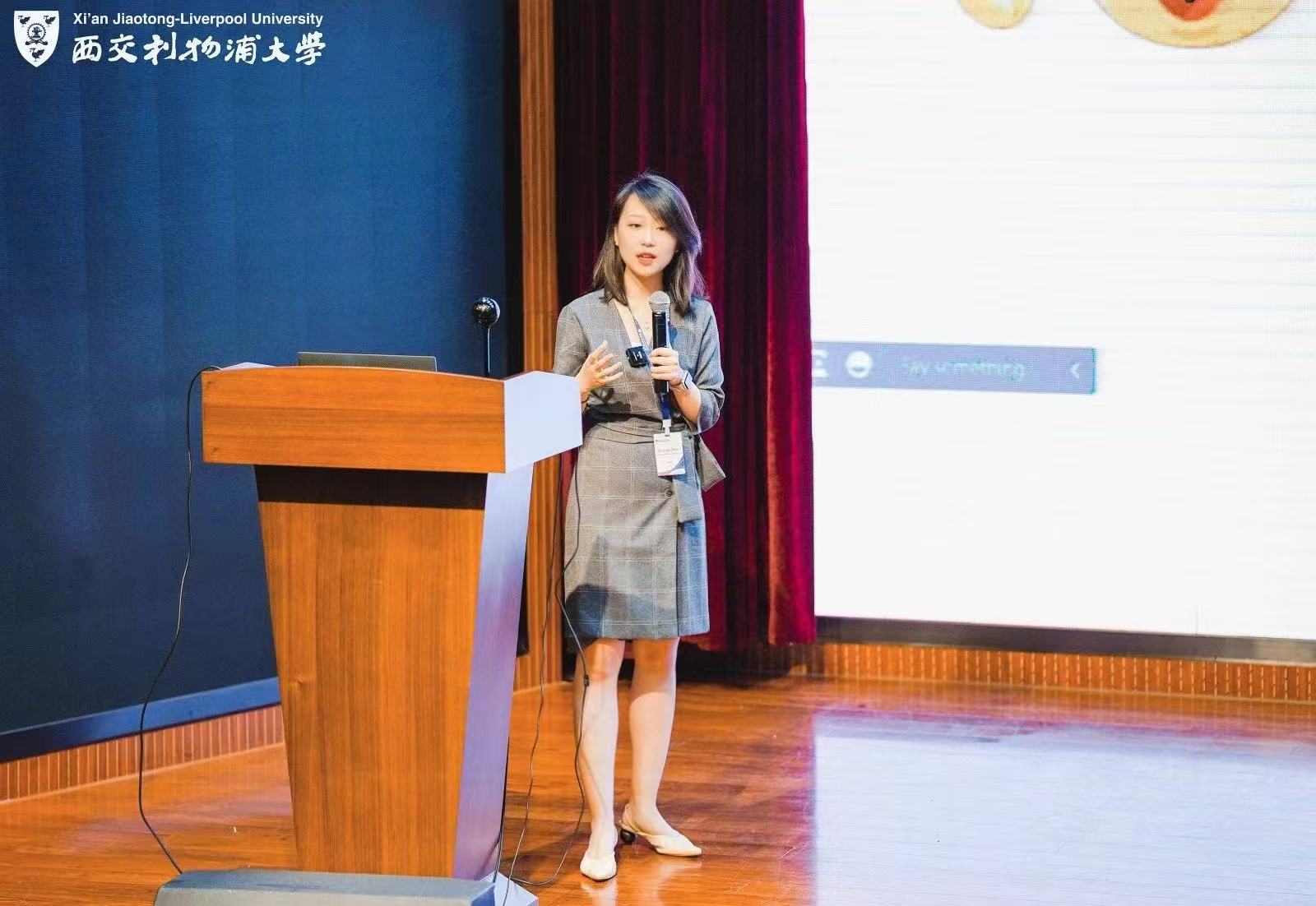 Sihan Zhou delivering a keynote at Xi'an Jiaotong-Liverpool University